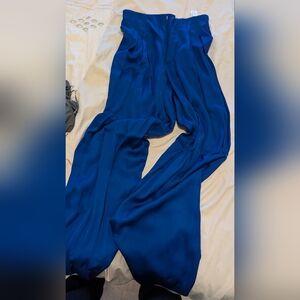 Zara Royal Blue Wide Leg Silk Pants